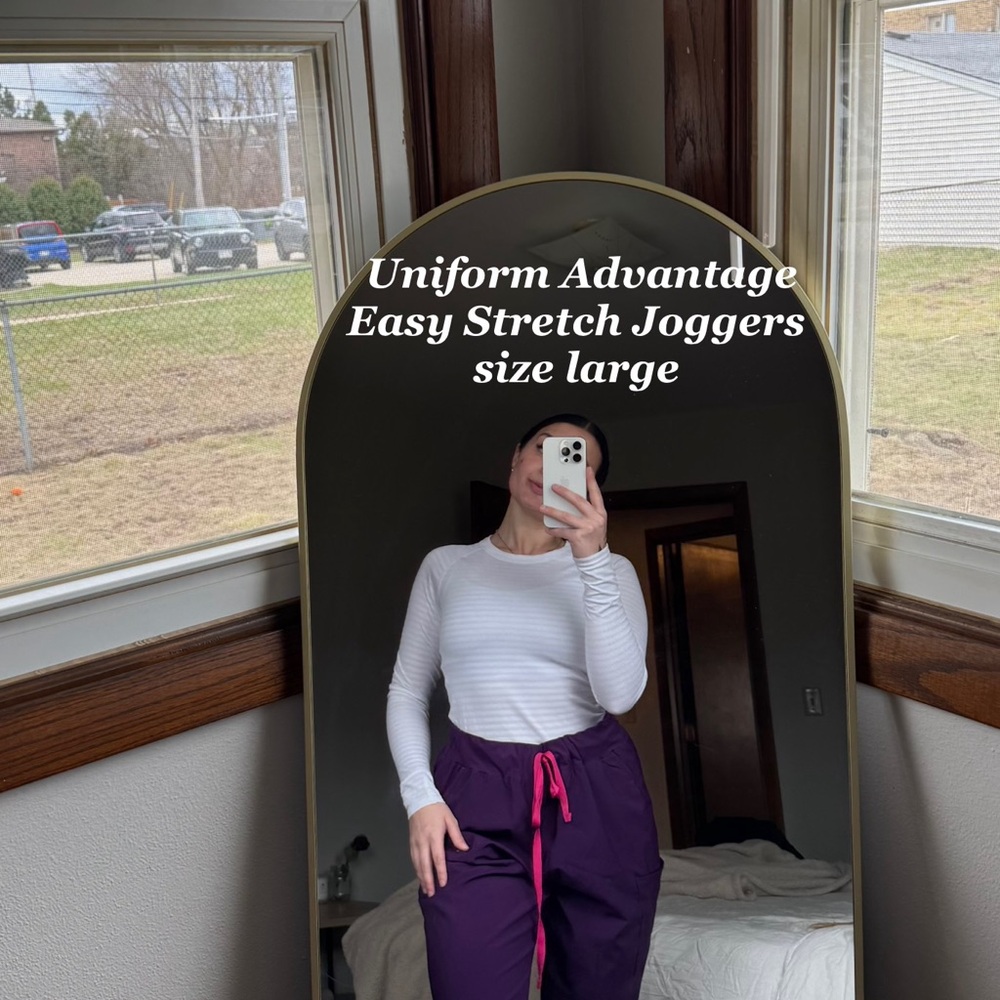 Uniform Advantage Purple Joggers with Pink Drawstring